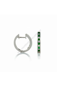 Natural Emerald Diamond Huggie Earrings